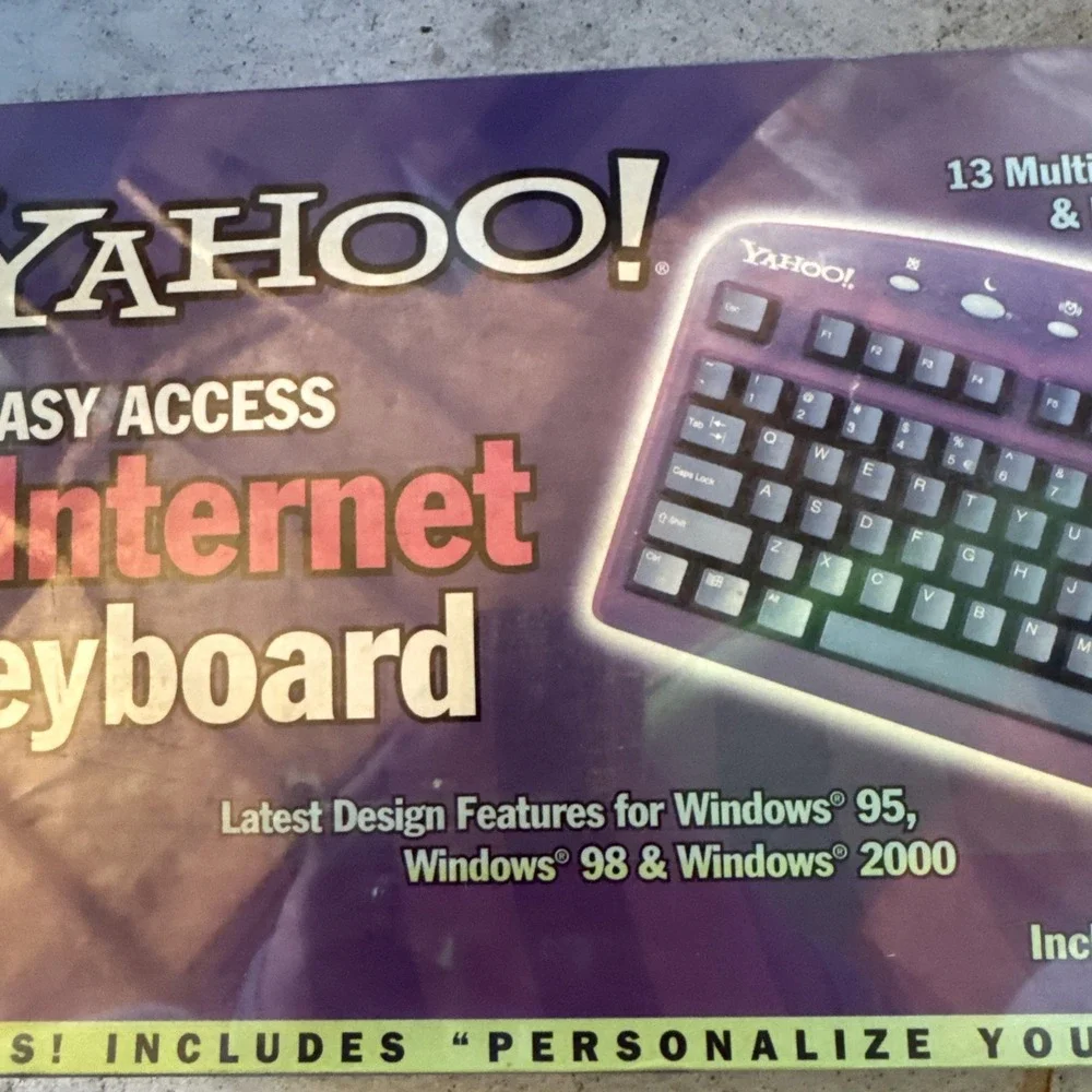 Vtg SEALED Yahoo! Easy Access Internet Keyboard 1999 for PC PS2 Rare Purple